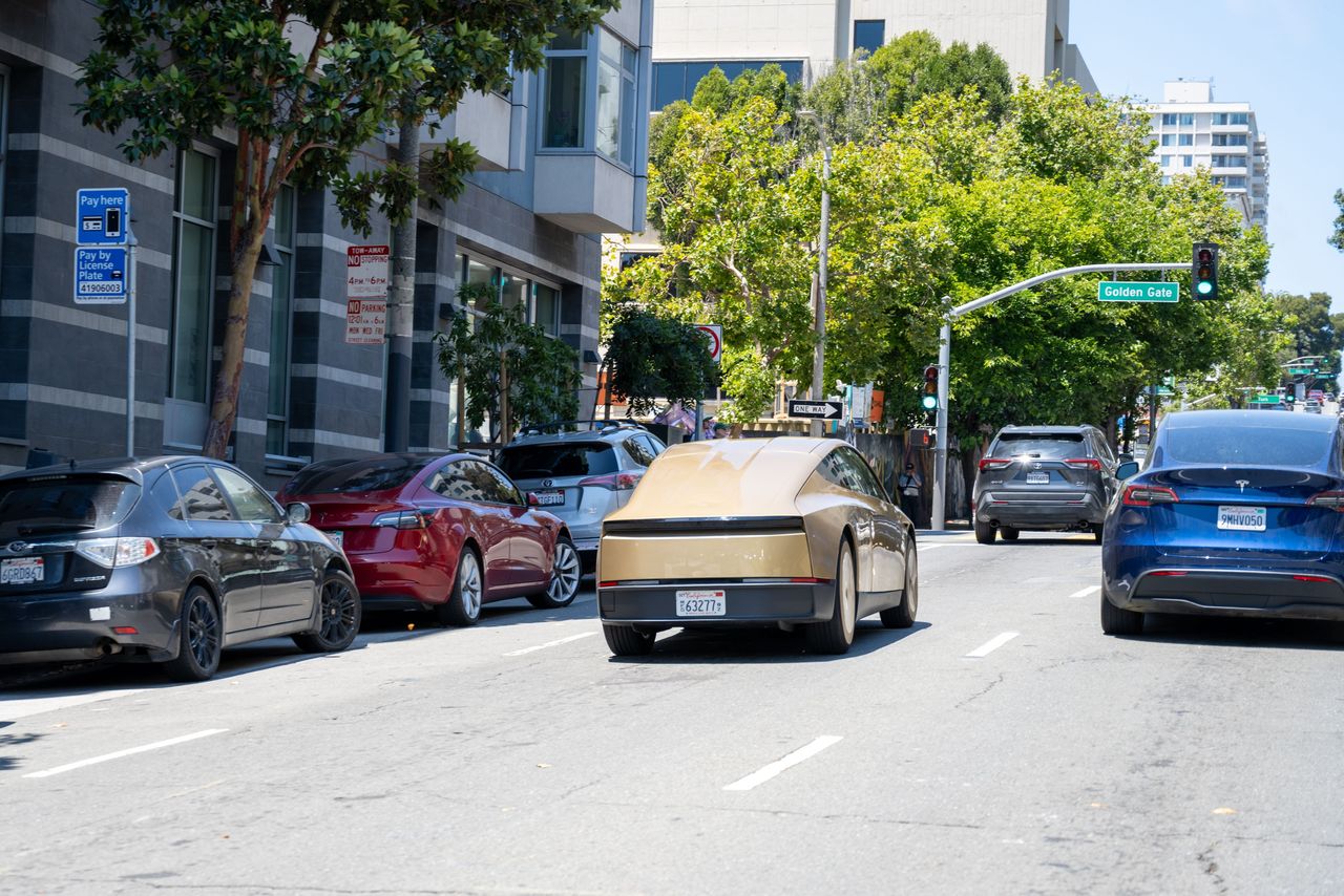 A Tesla Cybercab self-driving car is seen underdoing testing on the street in San Francisco, California, June 17, 2026. (Photo by Smith Collection/Gado/Getty Images)