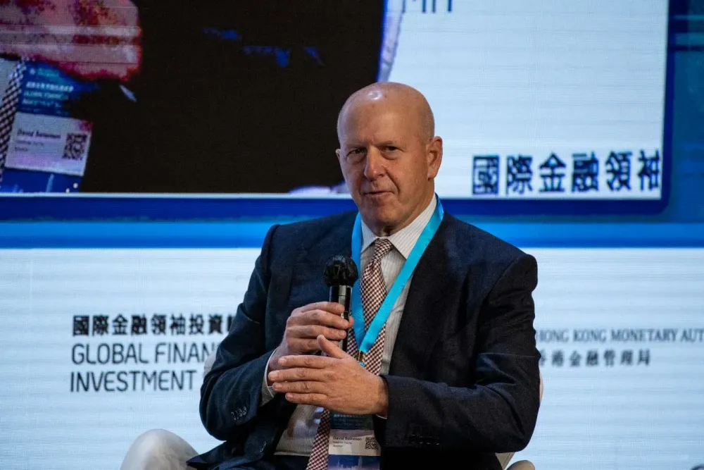Chairman and CEO of Goldman Sachs, David Solomon speaking at Panel 1 Navigating Through Uncertainty, during the Hong Kong Global Financial Leaders' Investment Summit on November 2, 2022 in Hong Kong, China. (Photo by Vernon Yuen/NurPhoto via Getty Images)