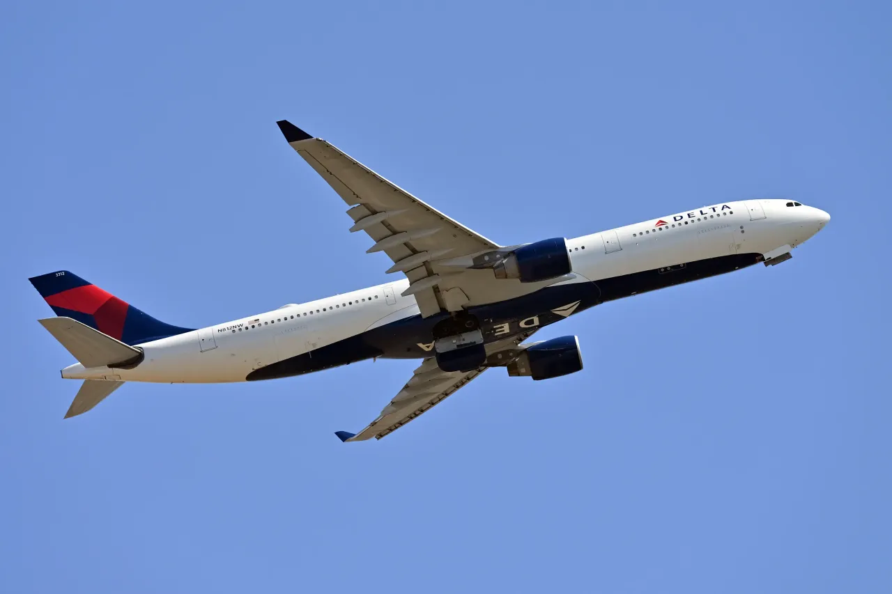 Airbus A330-900 Delta Airlines aircraft at the international airport Leonardo Da Vinci