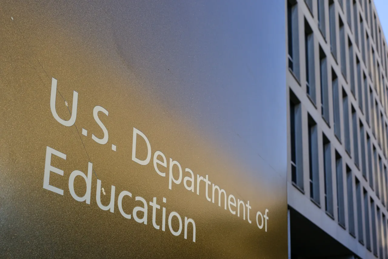 A sign marks the location of the U.S. Department of Education headquarters building on June 20, 2025, in Washington, DC. (Photo by J. David Ake/Getty Images)