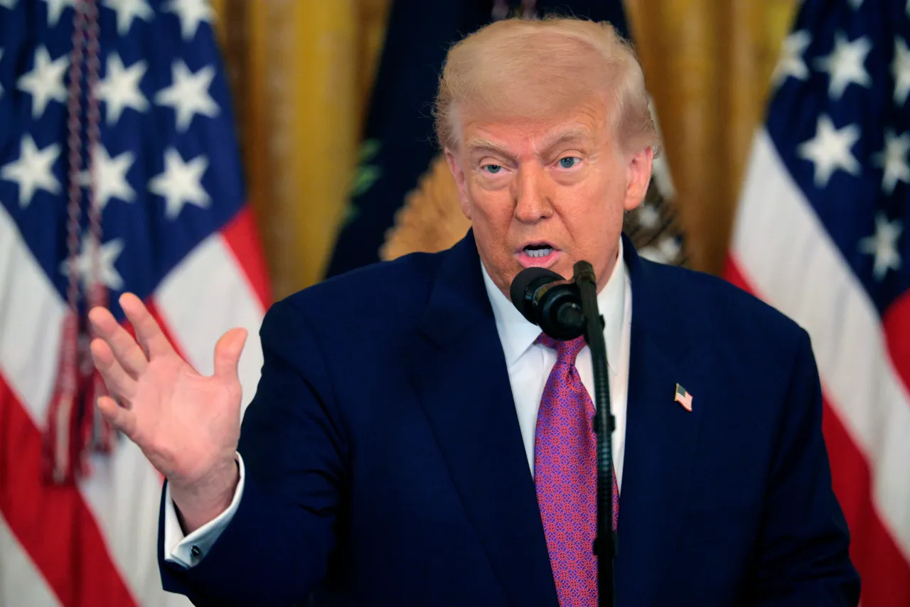 U.S. President Donald Trump delivers remarks before signing a series of bills
