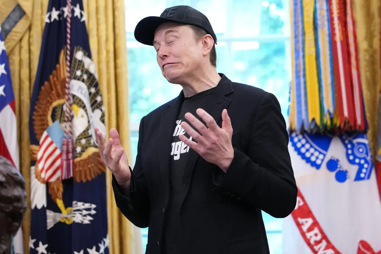 Tesla CEO Elon Musk speaks alongside U.S. President Donald Trump to reporters in the Oval Office of the White House on May 30, 2025. (Photo by Kevin Dietsch/Getty Images)