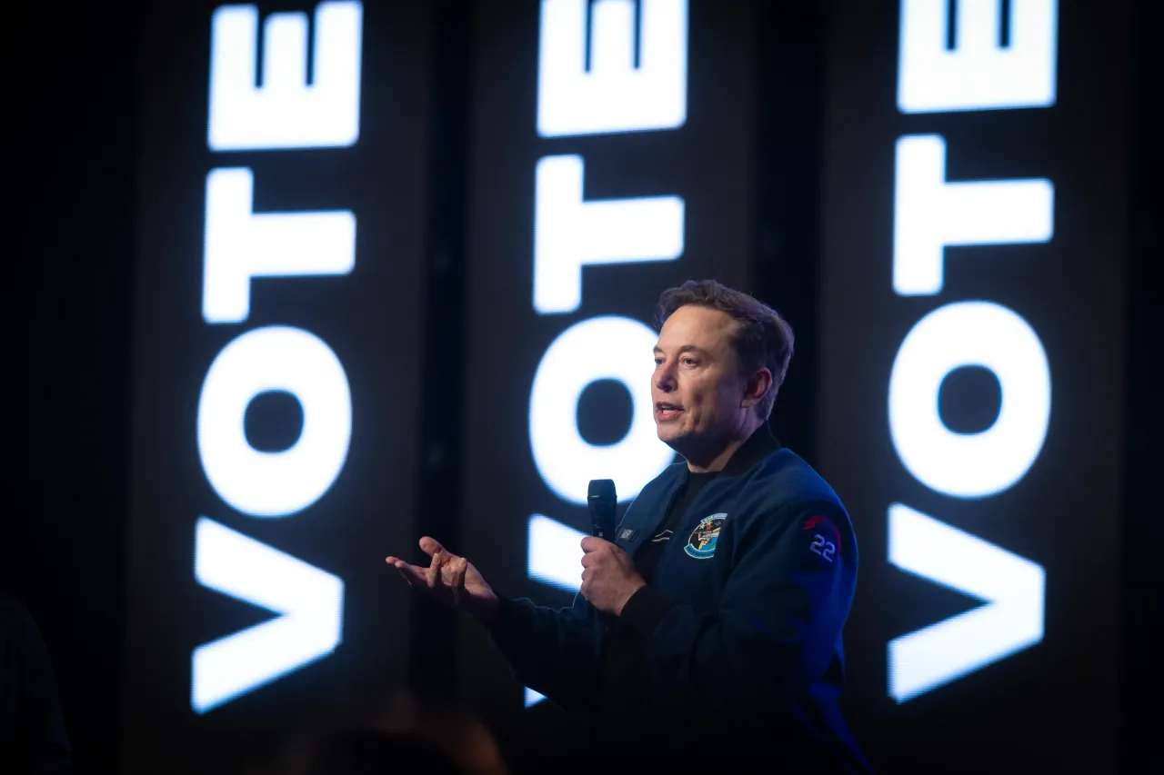 Billionaire businessman Elon Musk speaks during a town hall meeting at the KI Convention Center on March 30, 2025. (Photo by Scott Olson/Getty Images)