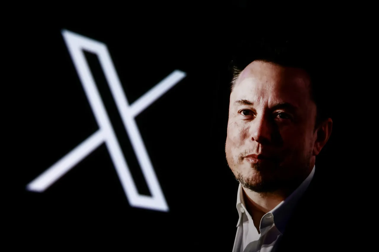 A portrait picture of Elon Musk photographed in Krakow, Poland on January 22nd, 2024 and X, formerly Twitter, logo are screened for illustration photo in Krakow, Poland on October 25, 2024. (Photo by Beata Zawrzel/NurPhoto via Getty Images)