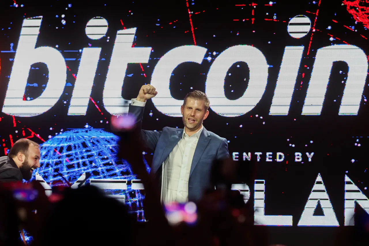 Eric Trump, Executive Vice-President of the Trump Organization and son of United States President Donald Trump, attends the Bitcoin Asia 2025 conference, in Hong Kong, China, on August 29, 2025. (Photo by Daniel Ceng/Anadolu via Getty Images)