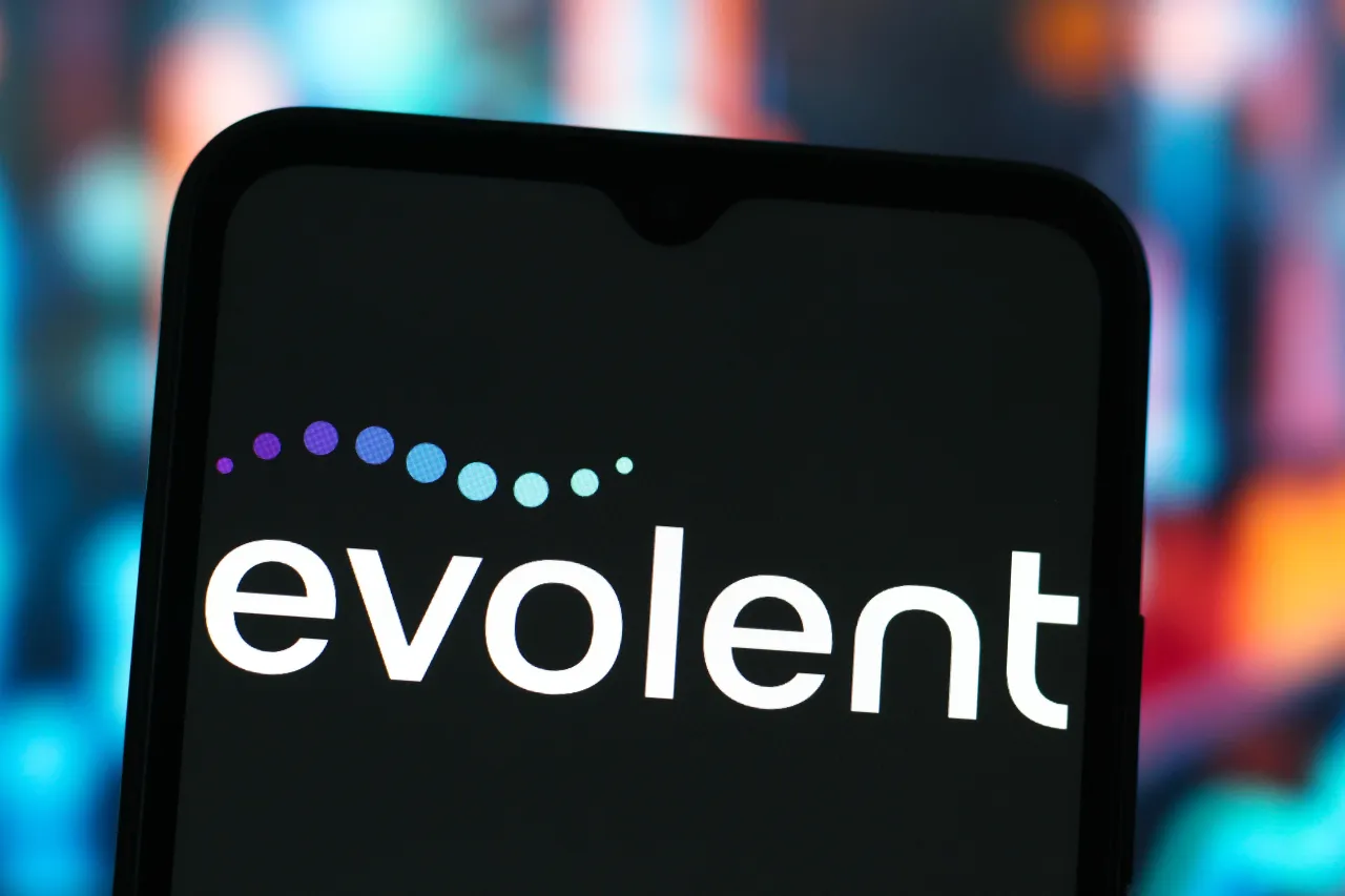 In this photo illustration, the Evolent Health logo is seen displayed on a smartphone screen. (Photo Illustration by Thomas Fuller/SOPA Images/LightRocket via Getty Images)