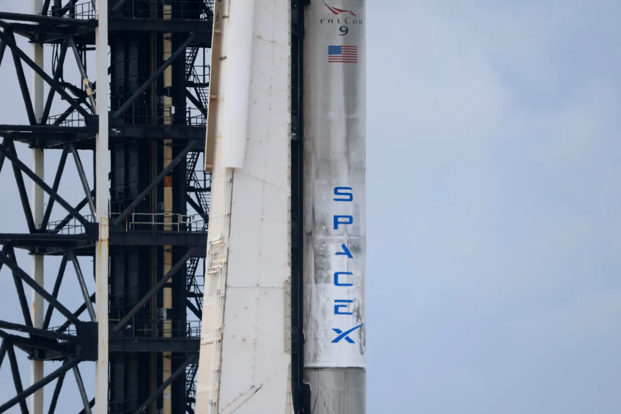 A SpaceX Falcon 9 rocket that is attached to a Drafgon spacecraft sits on the pad at Launch Complex 39A at NASA’s Kennedy Space Center on June 11, 2025, in Cape Canaveral, Florida. (Photo by Joe Raedle/Getty Images)