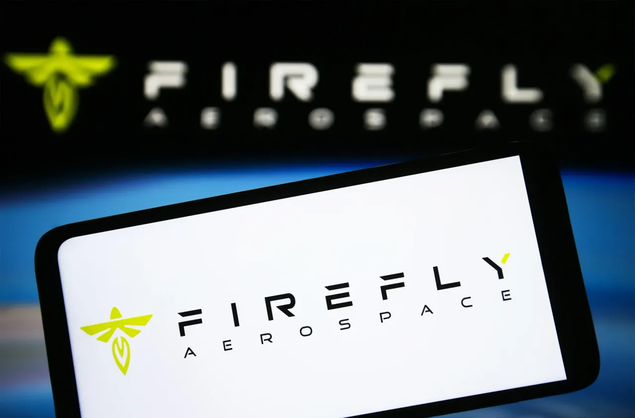 In this photo illustration, Firefly Aerospace logo is seen on a smartphone screen