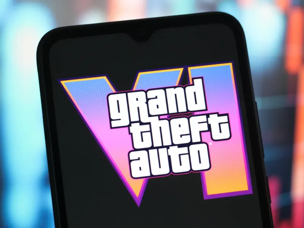 In this photo illustration, the Grand Theft Auto VI (GTA 6) logo is seen displayed on a smartphone screen. (Photo Illustration by Thomas Fuller/SOPA Images/LightRocket via Getty Images)