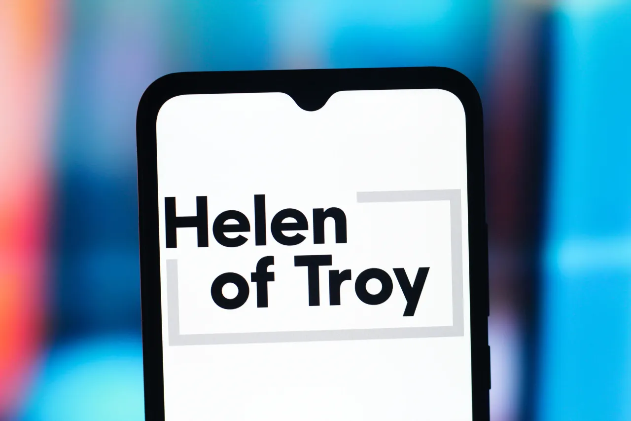 In this photo illustration, the Helen of Troy Limited logo is seen displayed on a smartphone screen