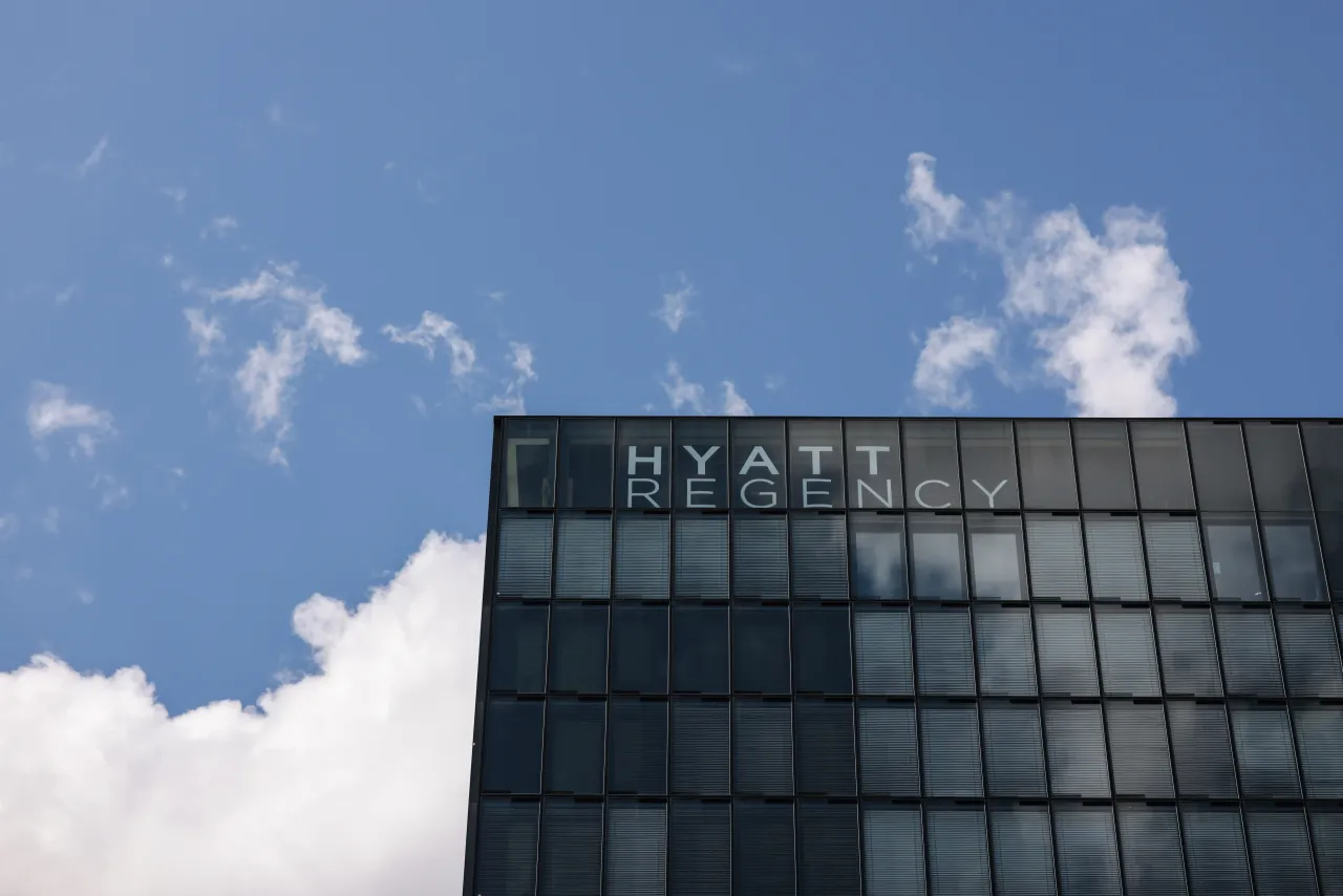 Hyatt Regency Hotel photographed on August 07, 2021 in Dusseldorf, Germany