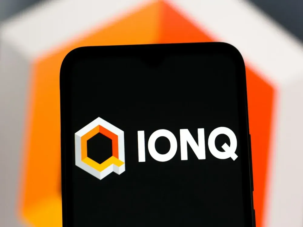 In this photo illustration, the IonQ logo is seen displayed on a smartphone screen.