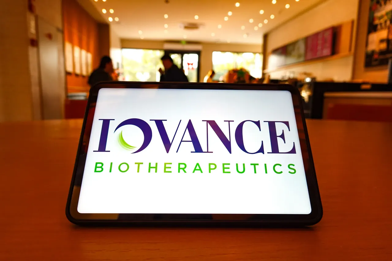 In this photo illustration, the IOVANCE BIOTHERAPEUTICS logo is displayed on the screen of a tablet computer. (Photo Illustration by Sheldon Cooper/SOPA Images/LightRocket via Getty Images)