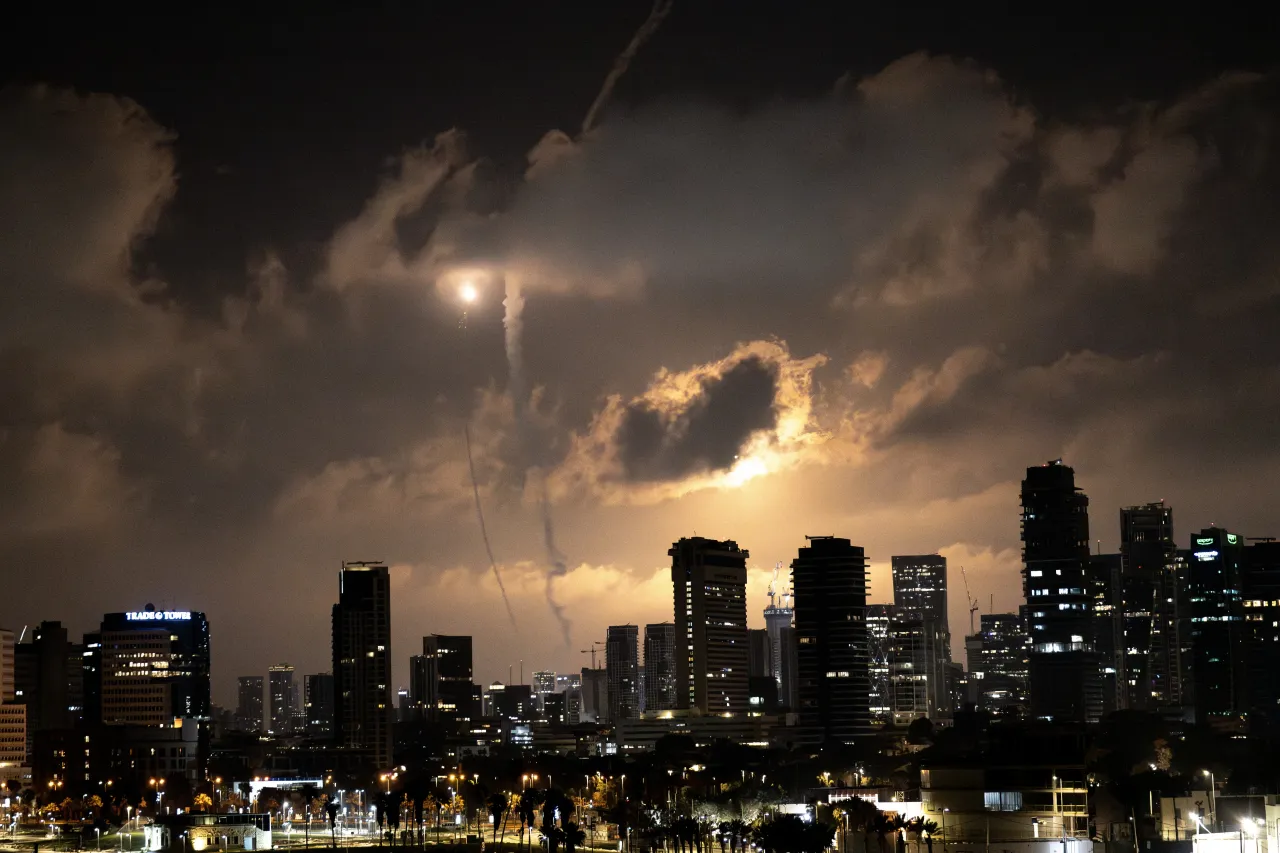 Iran's ongoing retaliatory attacks with ballistic missiles towards Israel are seen from Tel Aviv, Israel on June 17, 2025