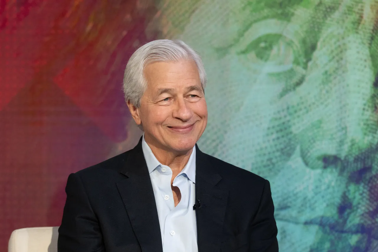 CEO of JPMorgan Chase, Jamie Dimon visits "Mornings With Maria" with Maria Bartiromo at Fox Business Network Studios on April 09, 2025 in New York City. (Photo by Noam Galai/Getty Images)