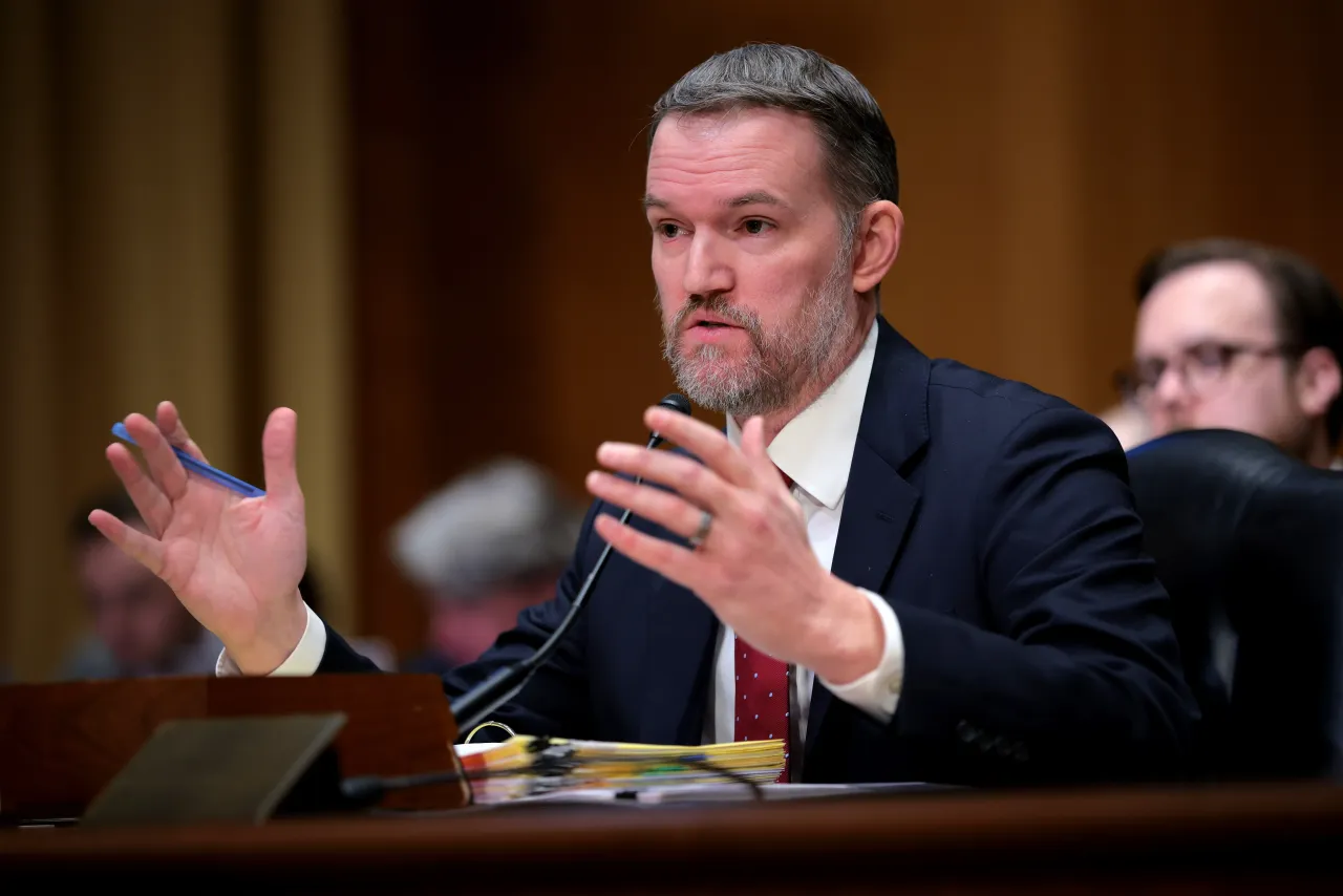 US Trade Representative Jamieson Greer testifies before the Senate Finance Committee in the Dirksen Senate Office Building
