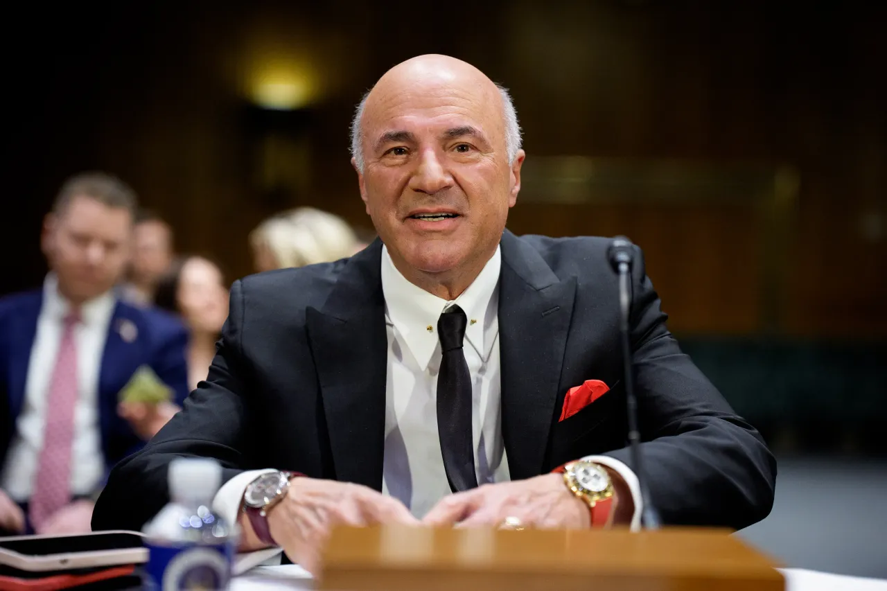 Kevin O'Leary, Chairman of O'Leary Ventures, arrives to speak before a Senate Committee on Aging and House Select Committee on the Chinese Communist Party joint hearing on April 9, 2025 in Washington, DC