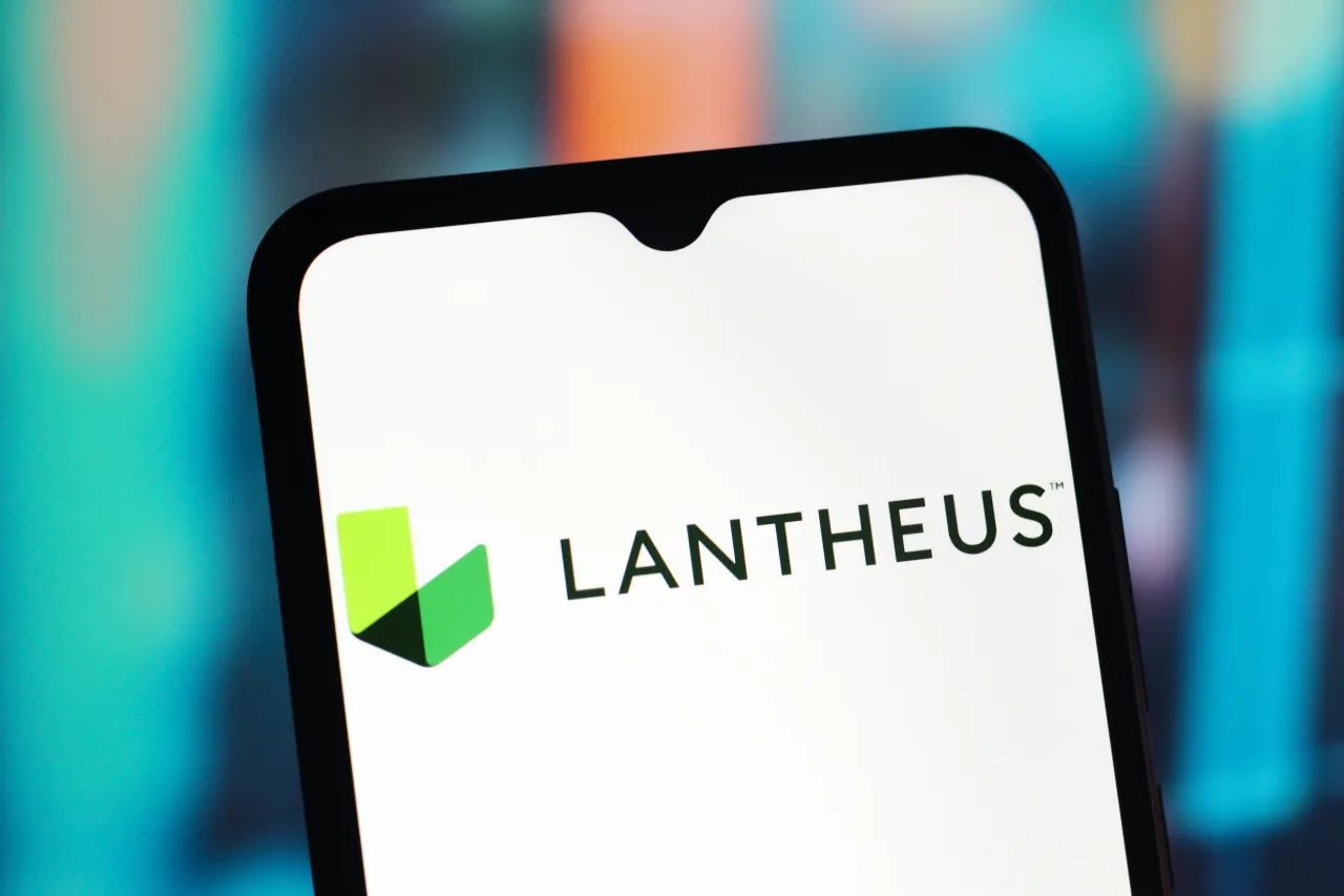 In this photo illustration, the Lantheus Holdings logo is seen displayed on a smartphone screen. (Photo Illustration by Thomas Fuller/SOPA Images/LightRocket via Getty Images)