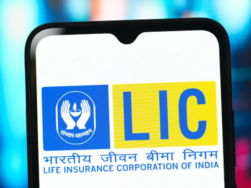 In this photo illustration, the LIC (Life Insurance Corporation of India) logo is seen displayed on a smartphone screen. (Photo Illustration by Thomas Fuller/SOPA Images/LightRocket via Getty Images)