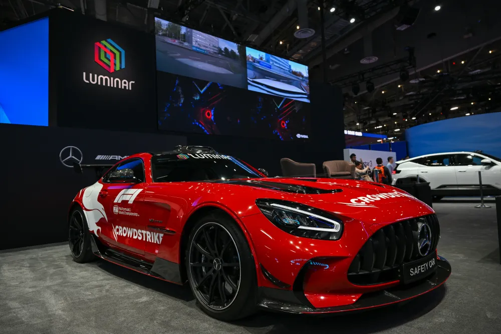 A view of Luminar Technologies booth at the CES 2024, the world's largest annual consumer technology trade at the Las Vegas Convention Center in Las Vegas. (Photo by Tayfun Coskun/Anadolu via Getty Images)