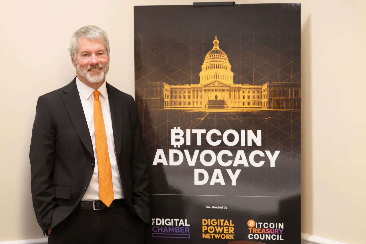 Michael J. Saylor attends BTC, ETH and WLD are Friends on September 16, 2025 in Washington, DC. (Photo by Tasos Katopodis/Getty Images)