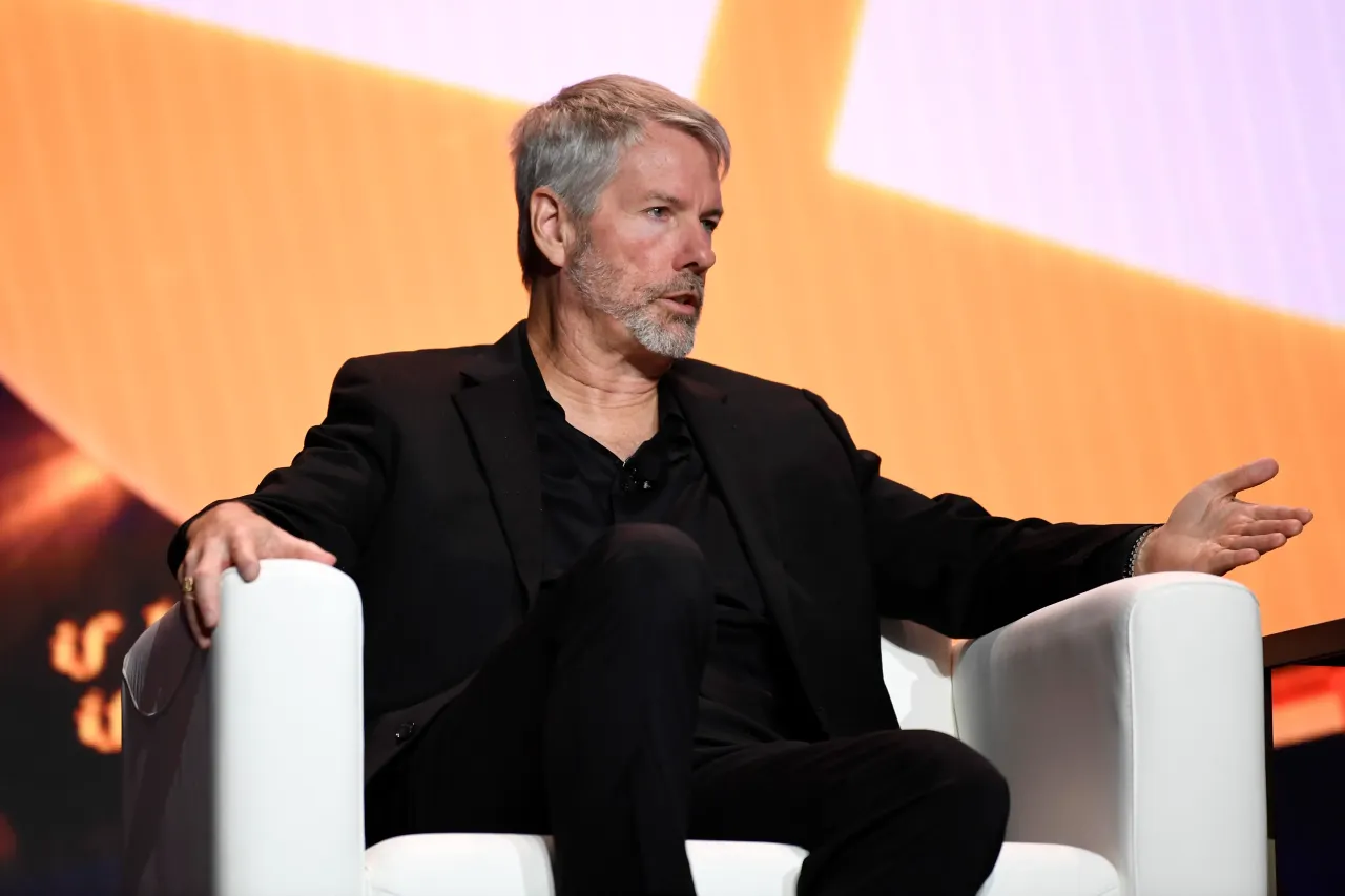 Michael Saylor speaks on stage during Bitcoin Conference 2023 at Miami Beach Convention Center on May 19, 2023 in Miami Beach, Florida. (Photo by Jason Koerner/Getty Images for Bitcoin Magazine)
