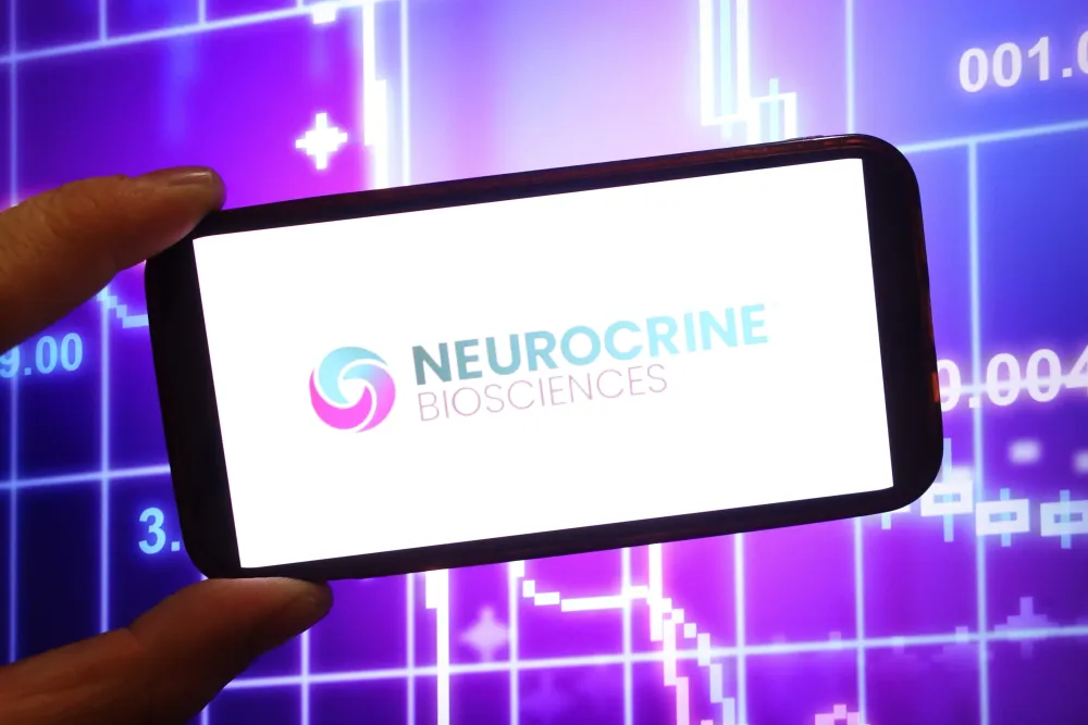 In this photo illustration, the Neurocrine Biosciences company logo is seen displayed on a smartphone screen. (Photo Illustration by Piotr Swat/SOPA Images/LightRocket via Getty Images)