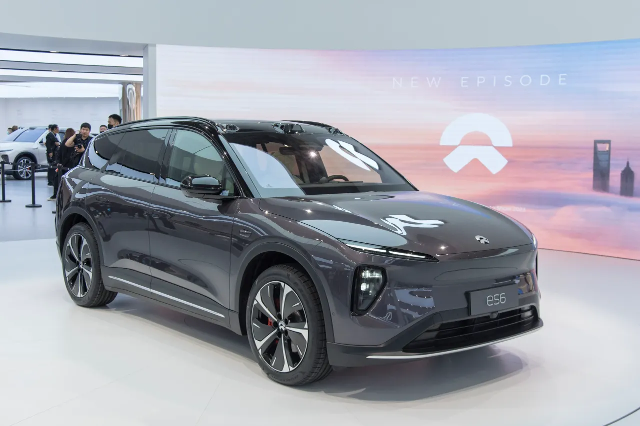 A NIO ES6 electric SUV is on display during the 20th Shanghai International Automobile Industry Exhibition on April 19, 2023 in Shanghai, China. (Photo by VCG/VCG via Getty Images)