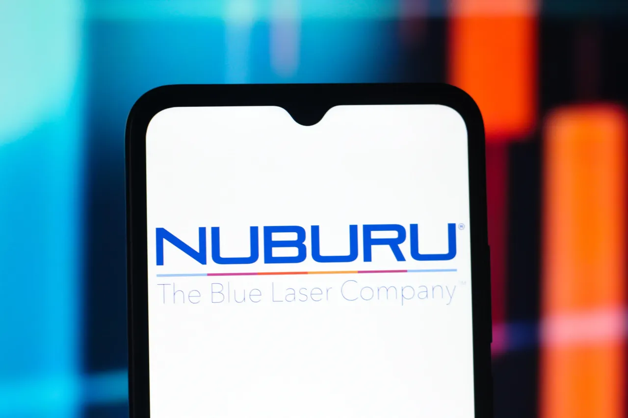 In this photo illustration, the Nuburu logo is seen displayed on a smartphone screen