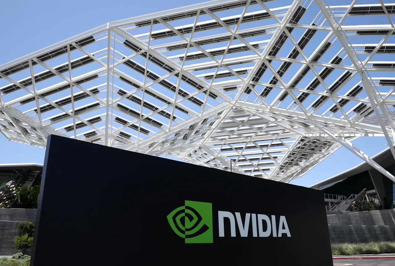 A sign is posted in front of Nvidia headquarters on May 21, 2024 in Santa Clara, California. (Photo by Justin Sullivan/Getty Images)