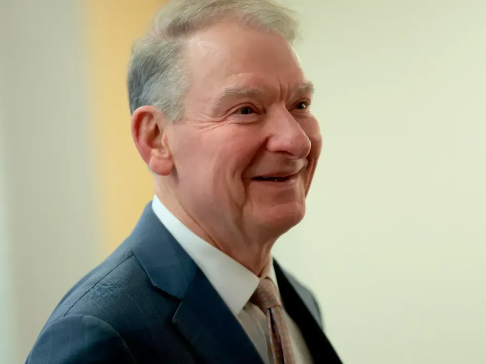 SEC Chairman Paul Atkins speaks to reporters after giving opening remarks at a roundtable with the SEC's Crypto Task Force at the SEC headquarters on April 25, 2025 in Washington, DC. (Photo by Anna Moneymaker/Getty Images)