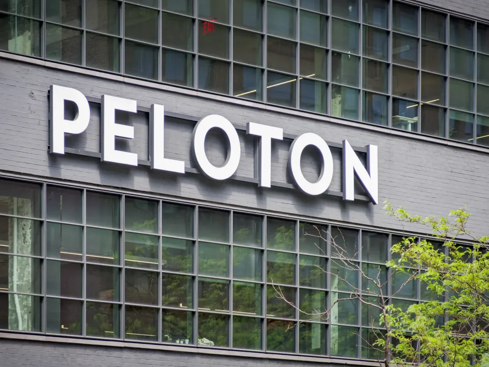  Sign at the entrance to the Peloton offices in Midtown Manhattan. (Photo by Erik McGregor/LightRocket via Getty Images)