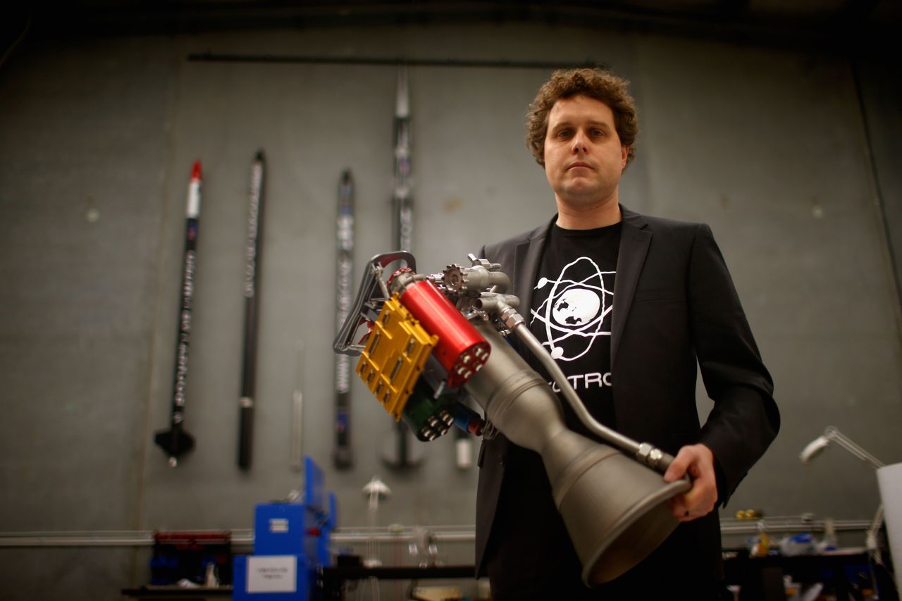 RocketLab CEO, Peter Beck poses with The Rutherford at the company's Auckland headquarters on June 10, 2015 in Auckland, New Zealand. (Photo by Phil Walter/Getty Images)