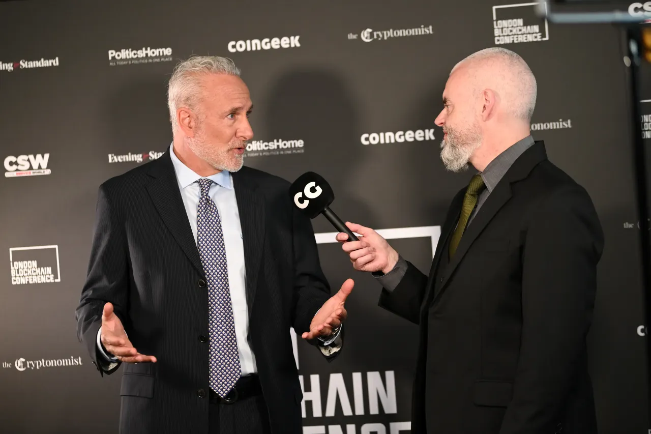 Peter Schiff is interviewed during the London Blockchain Conference at The Queen Elizabeth II Conference Centre on June 02, 2023 in London, England. (Photo by Eamonn M. McCormack/Getty Images for London Blockchain Conference )
