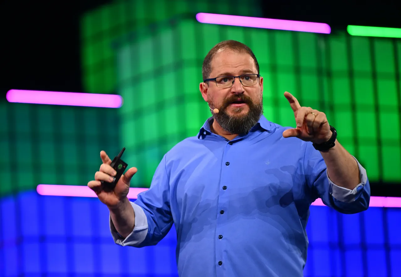 Cristiano Amon, CEO & President, Qualcomm, on Centre Stage during day one of Web Summit 2024 at the MEO Arena in Lisbon, Portugal. (Photo By Shauna Clinton/Sportsfile for Web Summit via Getty Images)