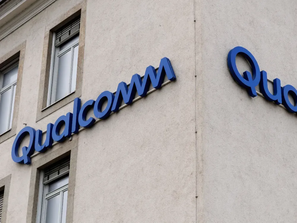 The logo of Qualcomm Incorporated on an office building in Munich (Bavaria). The company is a semiconductor manufacturer from the USA and a provider of products for mobile communications. (Photo by Matthias Balk via Getty Images)