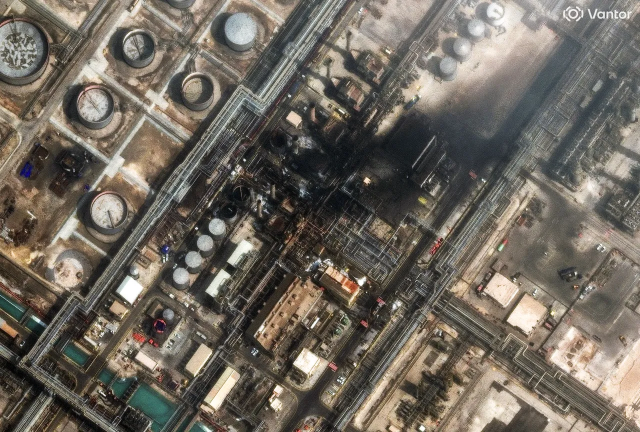 Vantor satellite image shows the damaged sections and burnt areas of the Ras Tanura oil refinery following an incident. (Photo credit: Getty Images)