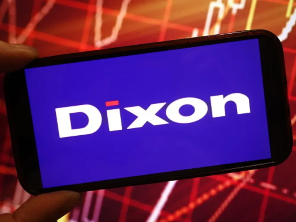  In this photo illustration, the Dixon Technologies company logo is seen displayed on a smartphone screen. (Photo Illustration by Piotr Swat/SOPA Images/LightRocket via Getty Images)