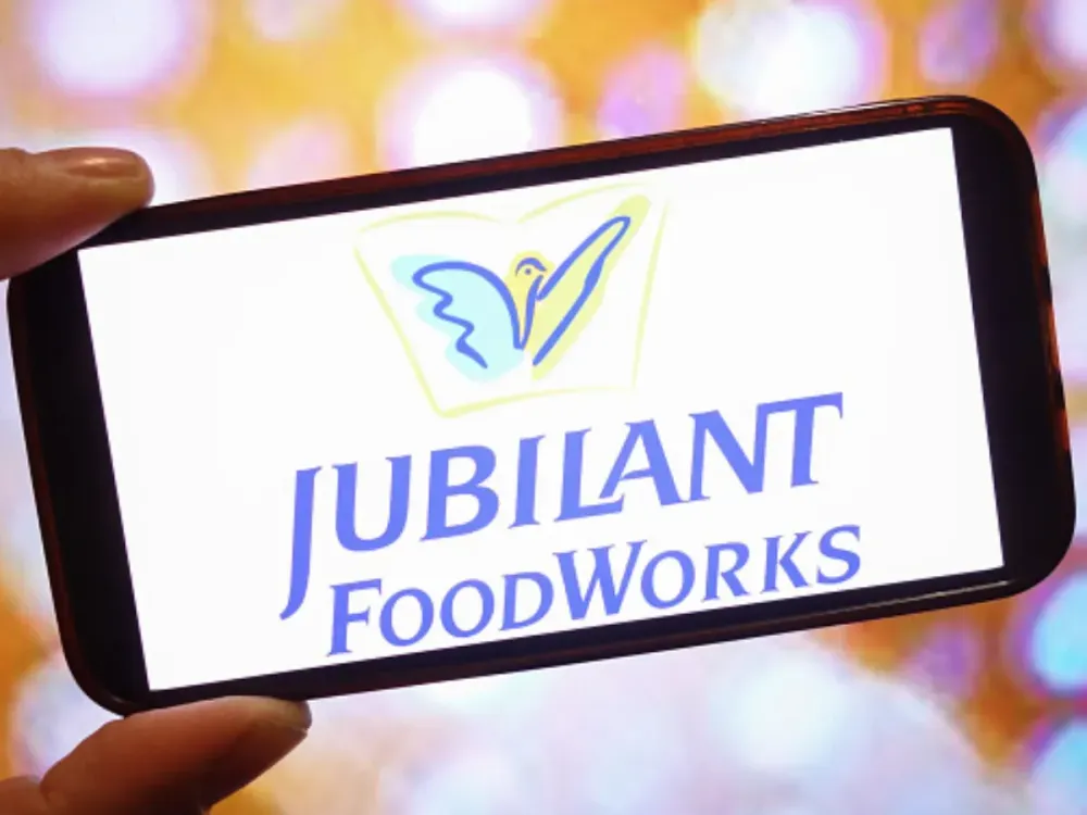 In this photo illustration, the Jubilant FoodWorks company logo is seen displayed on a smartphone screen. (Photo Illustration by Piotr Swat/SOPA Images/LightRocket via Getty Images)