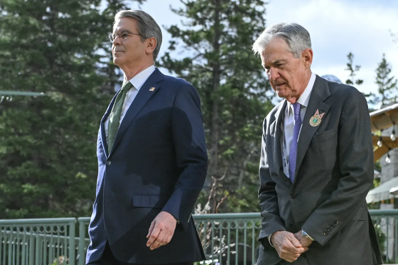 United States Secretary of the Treasury Scott Bessent and Chair of the Federal Reserve of the United States Jerome Powell