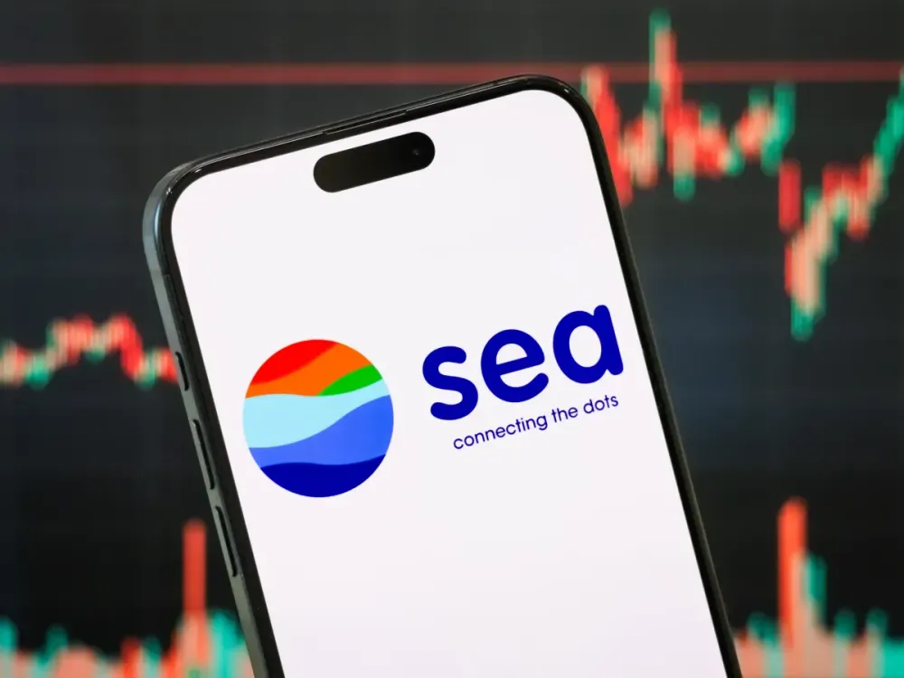 In this photo illustration, the logo of Sea Limited is displayed on a smartphone screen. (Photo illustration by Cheng Xin/Getty Images)