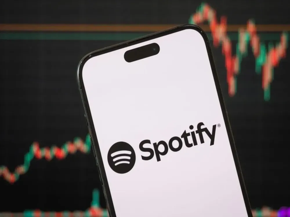 In this photo illustration, the logo of Spotify Technology S.A. is displayed on a smartphone screen, on April 23, 2025, in Chongqing, China. (Photo illustration by Cheng Xin/Getty Images)
