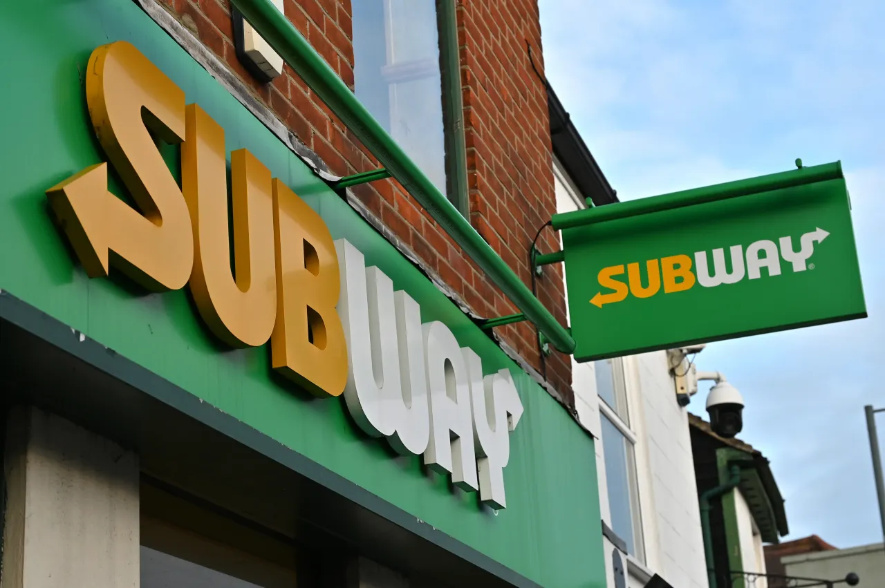 A general view of Subway shop sign branding on February 3, 2024 in Maldon, United Kingdom. (Photo by John Keeble/Getty Images)
