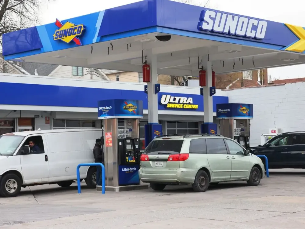 A Sunoco gas station is seen in the Midwood neighborhood of the Brooklyn borough of New York City