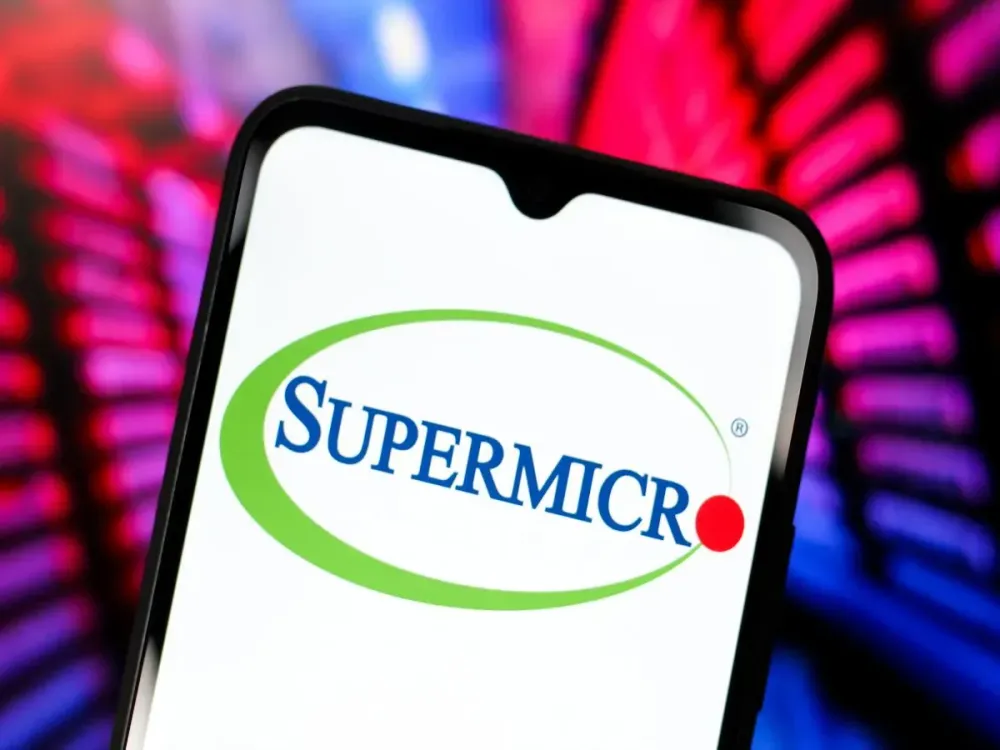 In this photo illustration, the Super Micro Computer, Inc. logo is seen displayed on a smartphone screen. 