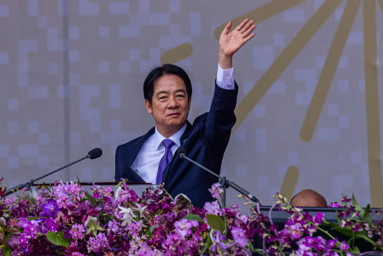 President Lai Ching-Te delivers a speech during Taiwan National Day on October 10, 2024 in Taipei, Taiwan. (Photo by Annabelle Chih/Getty Images)