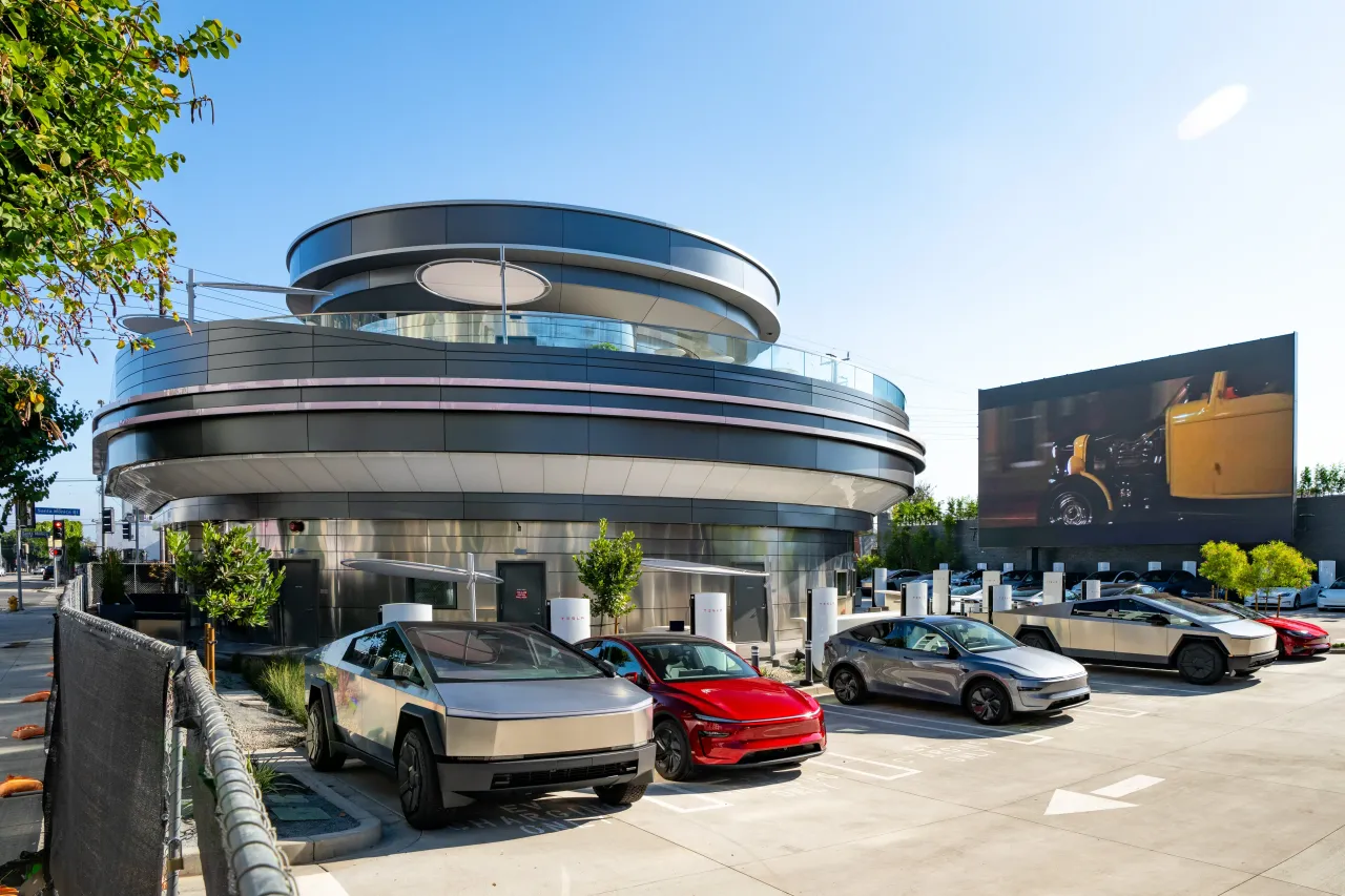 General view of Elon Musk's new Tesla Diner & Drive-In, which is undergoing testing with an opening date expected by the end of summer on July 11, 2025 in Hollywood, California. (Photo by AaronP/Bauer-Griffin/GC Images)