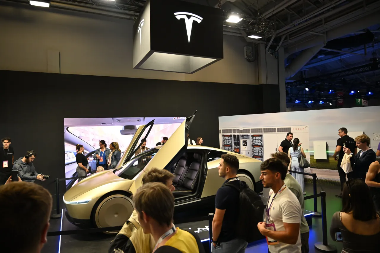 A Tesla Cybercab, also known as the Robotaxi. (Photo by Mustafa Yalcin/Anadolu via Getty Images)