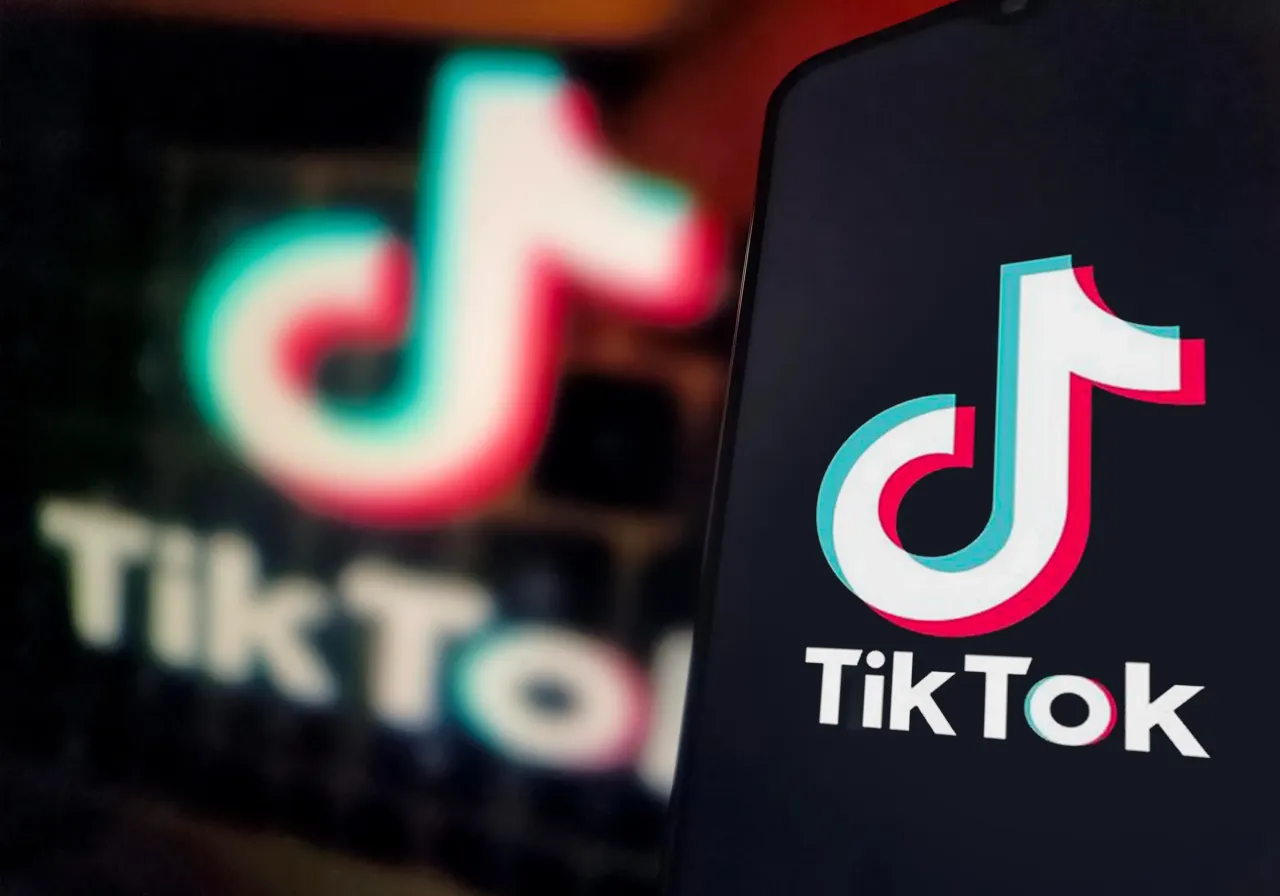 An illustration photo shows TikTok logo displayed in a smartphone in Suqian City, Jiangsu Province, China on June 10, 2025. (Photo credit should read CFOTO/Future Publishing via Getty Images)