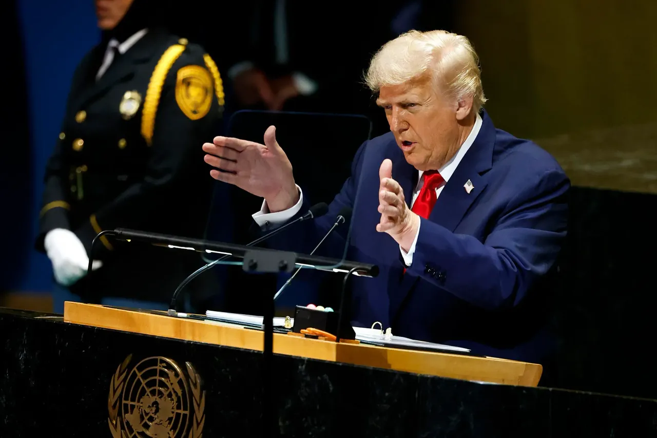 U.S. President Donald Trump speaks during the 80th session of the UN’s General Assembly (UNGA) at the United Nations headquarters on September 23, 2025 in New York City. (Photo by Chip Somodevilla/Getty Images)